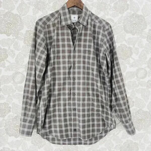 David Donahue Button down Long sleeve Plaid Men's M‎ Dress Shirt